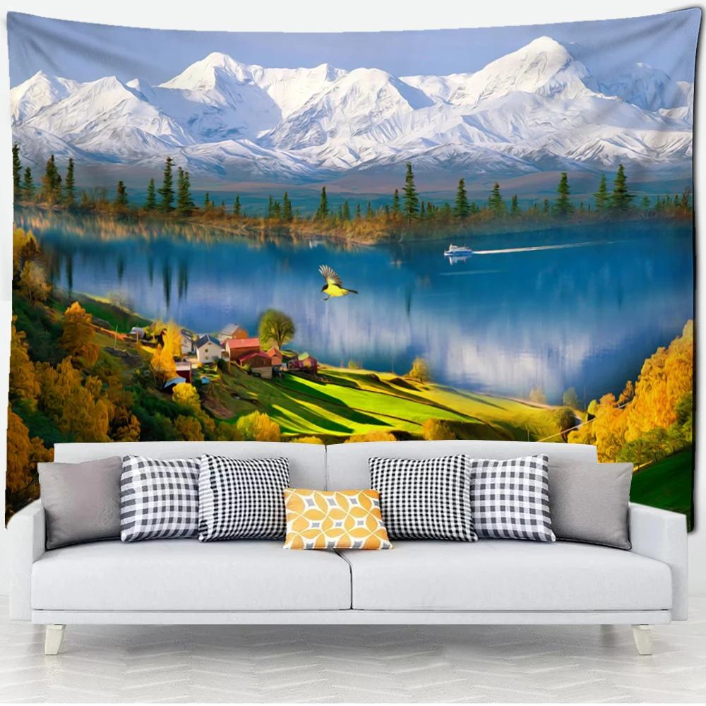 Forest River Wall Tapestry - Nature Landscape HD Print, Calming Waterfall Scene for Bedroom & Living Room Decor