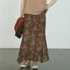 Johnature Women Vintage Print Floral Straight Skirts Spring Chinese Style Ramie Soft Female High Quality Skirts
