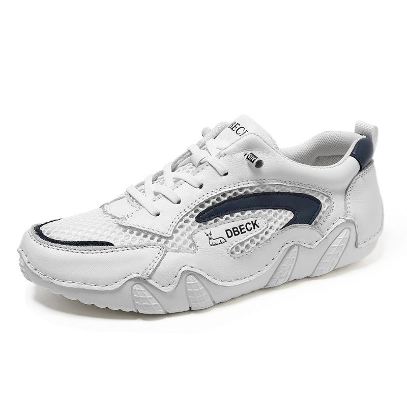 Piele Strat Superior Pantofi Sport Casual Noi pentru Bărbați Cusături Față Plasă Respirabilă