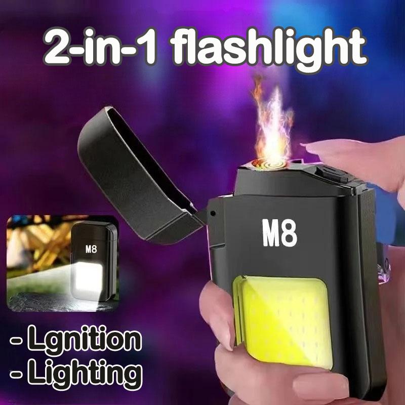 COB Work Light with Battery Electric Lighter 4 Mode Rechargeable High Lumens Portable LED Light for Camping Hiking Running Lamp