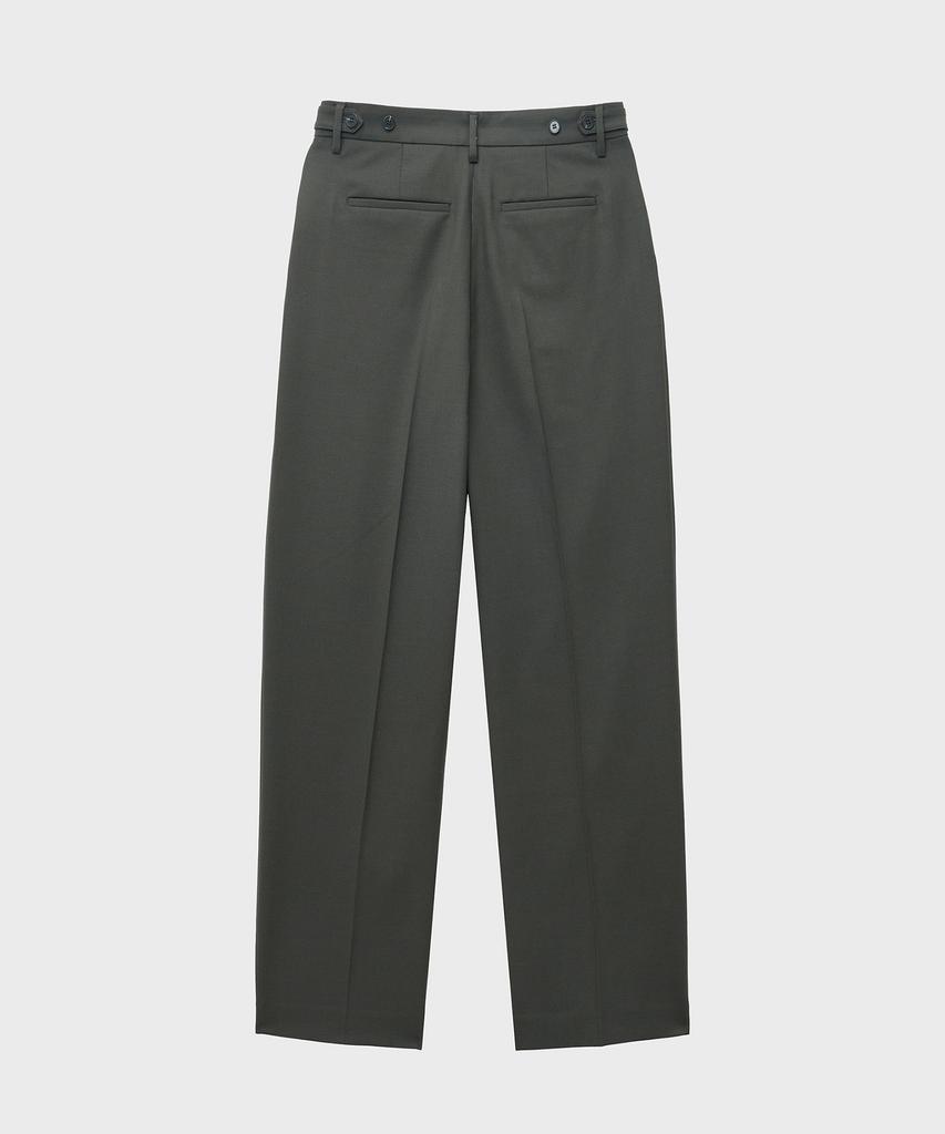 NOIRER Wool One-Tuck Relaxed Slacks (Khaki)