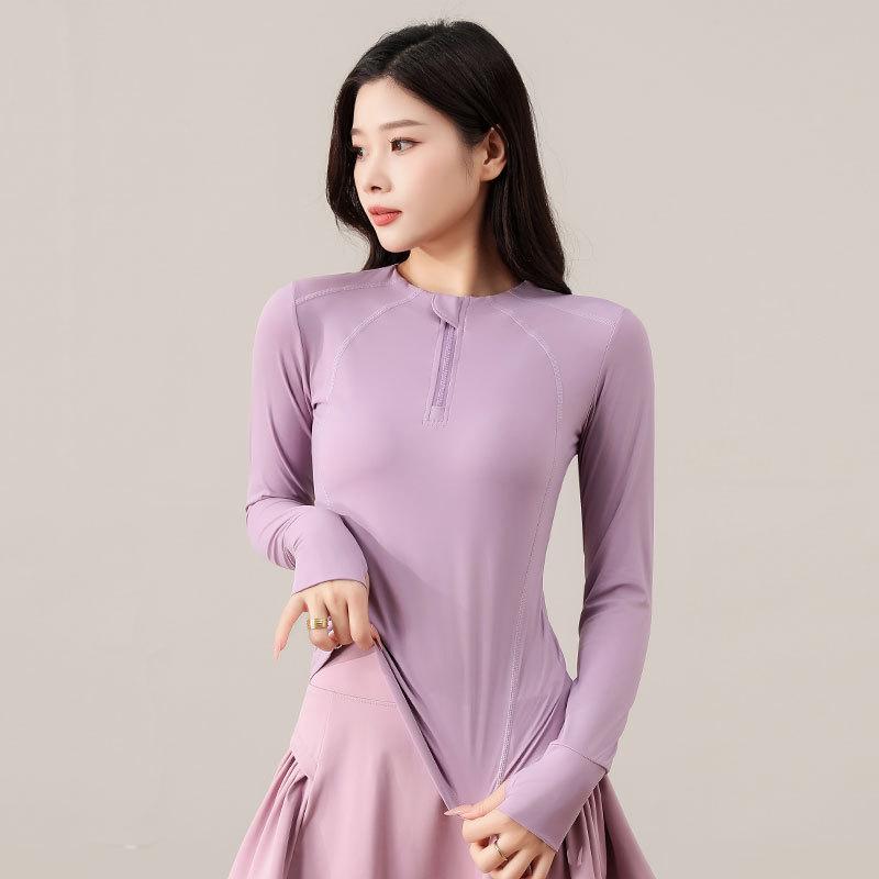 Women's Small Yoga & Fitness Set: Half-Zip Long Sleeve Top, Skirt, and Pants for Spring & Autumn