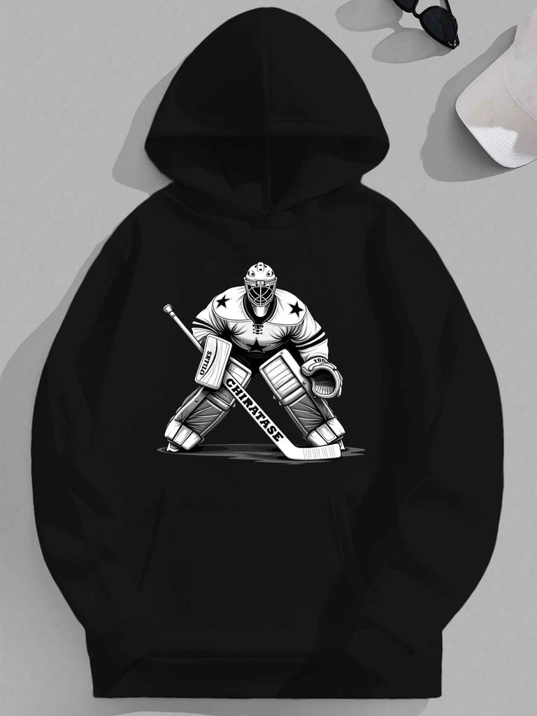 Ice Hockey Goalie Illustration JPH-9 Plus Size Unisex Hooded Sweatshirt
