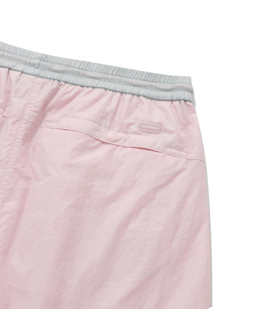 Covernat Woman Silky Nylon Balloon Mini Skirt Light Pink