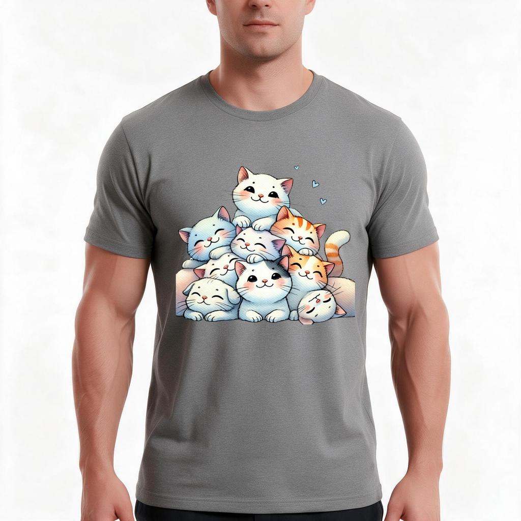 Unisexy Kittens Tshirt Summer Casual Cotton Tee Oversized Streetwear Tops Vintage Graphic Print Loose Fit Short Sleeve