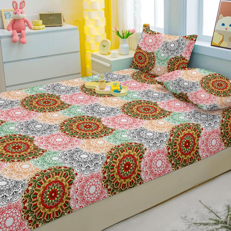 3-teiliges einfaches modernes Böhmen-Muster mattes dreiteiliges Spannbettlaken-Set, Schlafzimmer bedrucktes Bettbezug-Set, Bettwäsche