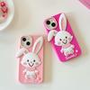 Cartoon Cute Rabbit Phone Case Compatible for iPhone 14 13 12 Pro Max 11 7 Plus Pink Stereoscopic Silicone Protective Cover