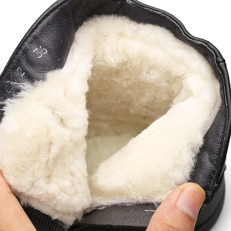 Fashion GKTINOO Solid Black Women Snow Boots Classic Plush Winter Shoes Female Ankle Boots Plus Size 35-43 Ladies Leather Booties