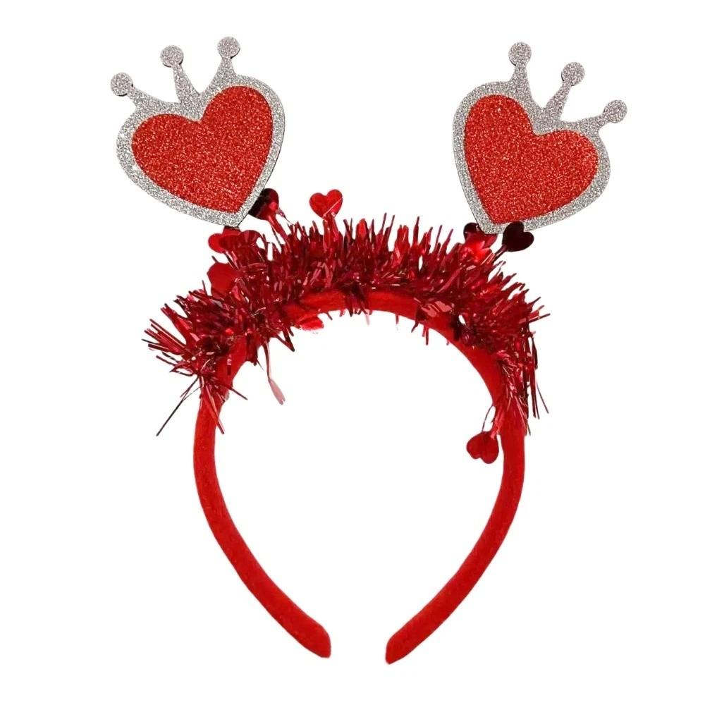 Sweet Headdress Valentine's Day Hair Hoop LOVE Sequins Red Heart Headband Red 22CM Shining Heart Hairband Men/Women