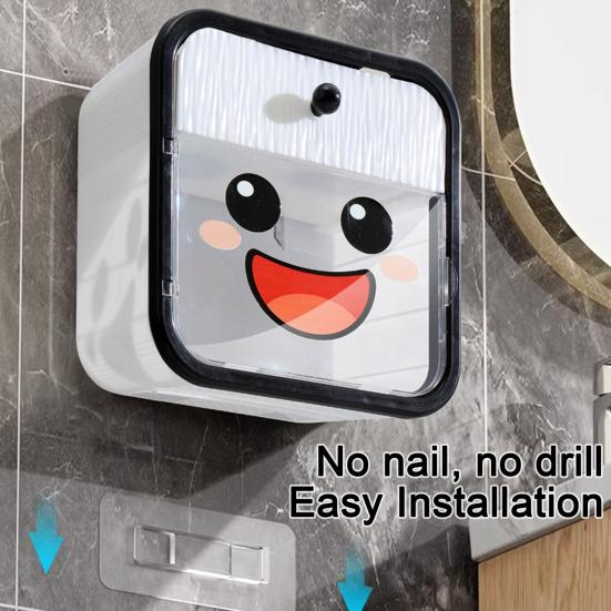 Držák na toaletní papír Plastový vodotěsný dávkovač papírových ubrousků se zásuvkou a policí Nástěnný box na ubrousky pro domácí koupelnu