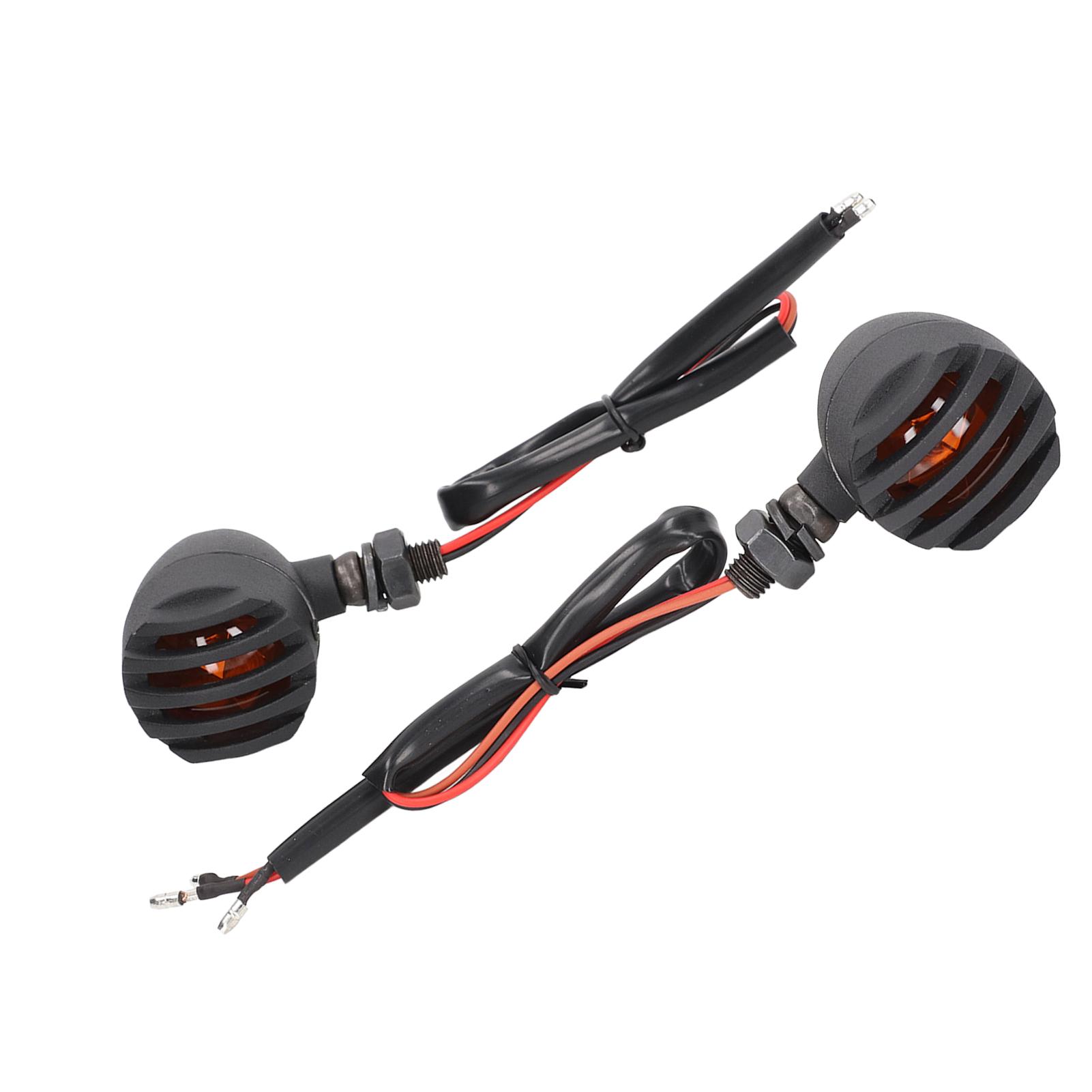 

Pair Motorcycle Turn Signal Light with Grill Cover 3 Wires Retro 10mm Installing Hole Universal Replacement