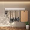 White Wall-Mounted Kitchen Hooks Rail - No-Drill Space Aluminum Organizer Ideal for Hanging Utensils Spoons Spatulas Pots & Pans