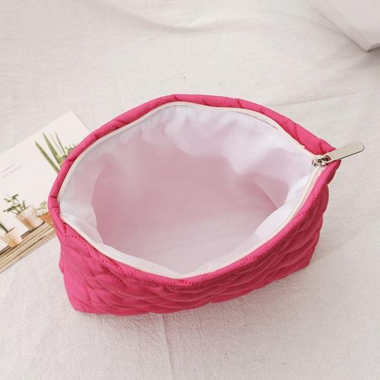 Quiltet Hjerte Toilettaske Blød Makeup Pung Rejse Toilettaske Organizer Ensfarvet Clutch til Kvinder Piger Ferie Daglig Brug