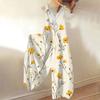 Tuta estiva da donna con stampa floreale, Tuta vintage, Spalline non regolabili,