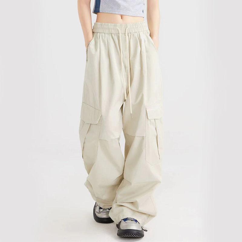 Pantaloni cargo de vară, vintage, de stradă, verde armată, pentru femei, Y2K, japonezi, cu buzunar largi, pantaloni de sport Harajuku, supradimensionați, largi