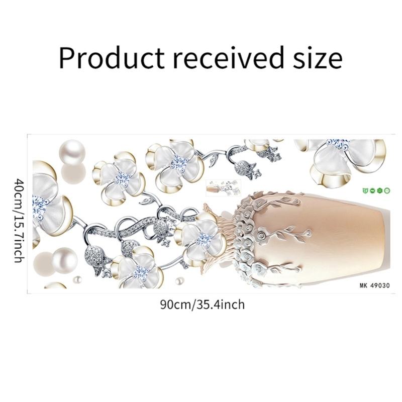 Elegantní 3D Vzor Květinové Vázy Odnímatelná Samolepka na Zeď Bez Zbytků Lepidla PVC Nálepka Pro Dekoraci Obývacího Pokoje Ložnice