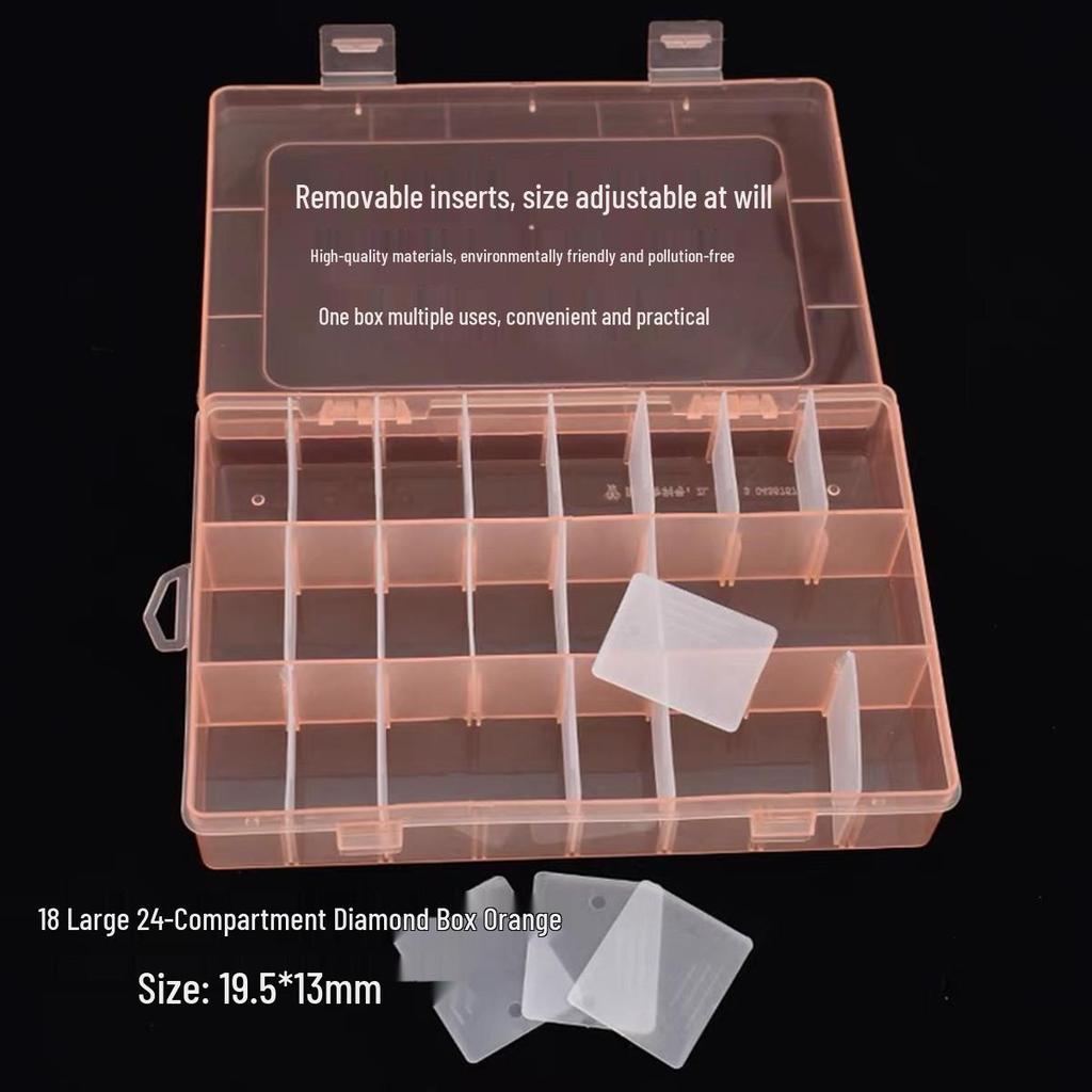 Nail Art & Jewelry Storage Box: 10 or 24 Small Grids for Drills & Ornaments