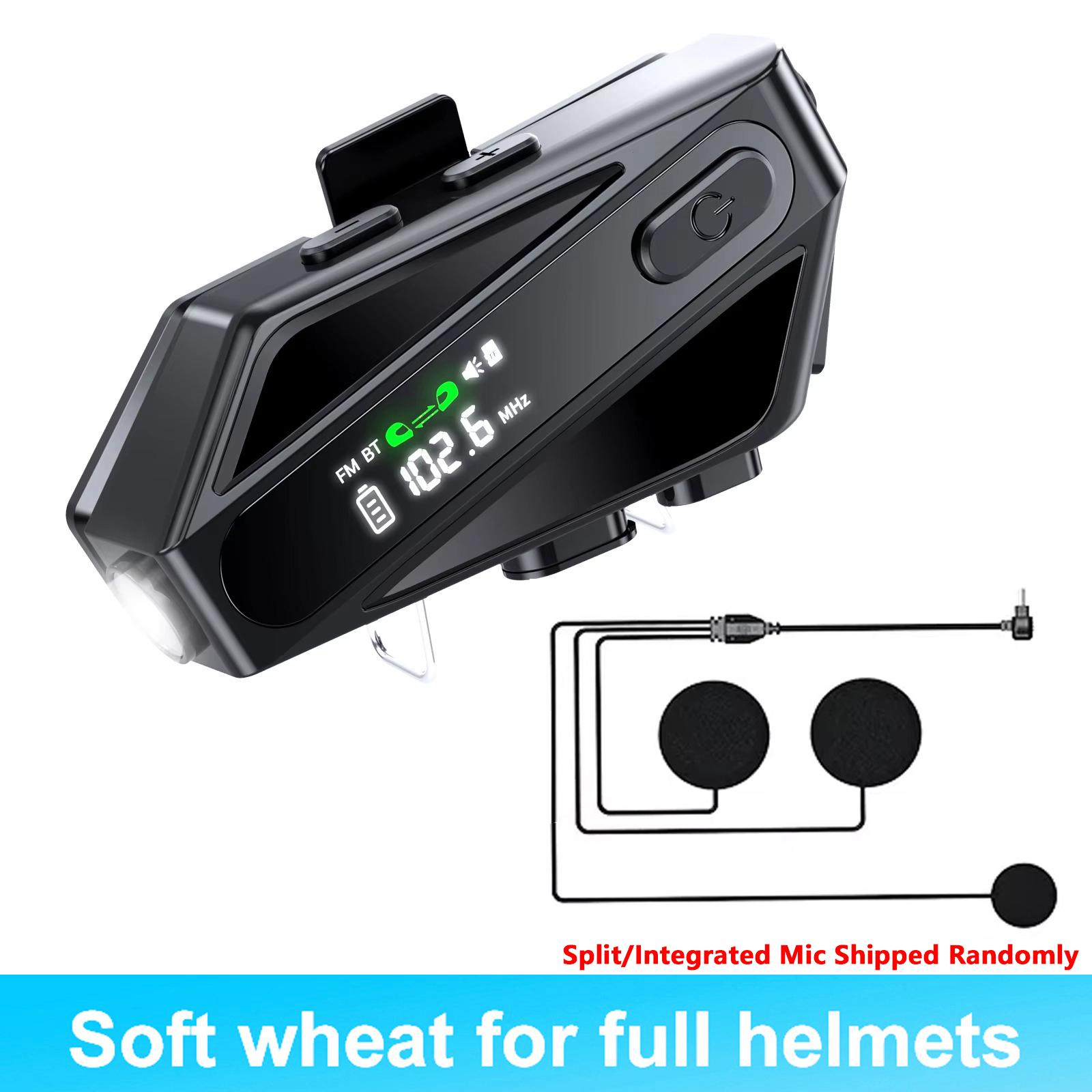 

1/2PC C6 Motorcycle Helmet Bluetooth Intercom Headset 500M Distance Led Lighting FM Voice CVC Noise Reduction IPX5 Waterproof