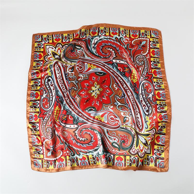 Elegant celebrity style leaf pattern printing large square scarf sunscreen silk scarf travel shawl versatile generous scarf 91cm