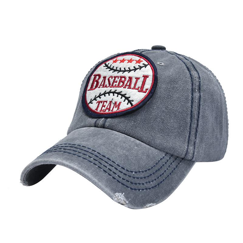 JYL TS DIY  Vintage Washed Cap Basketball Embroidery Outdoor Cotton Hat