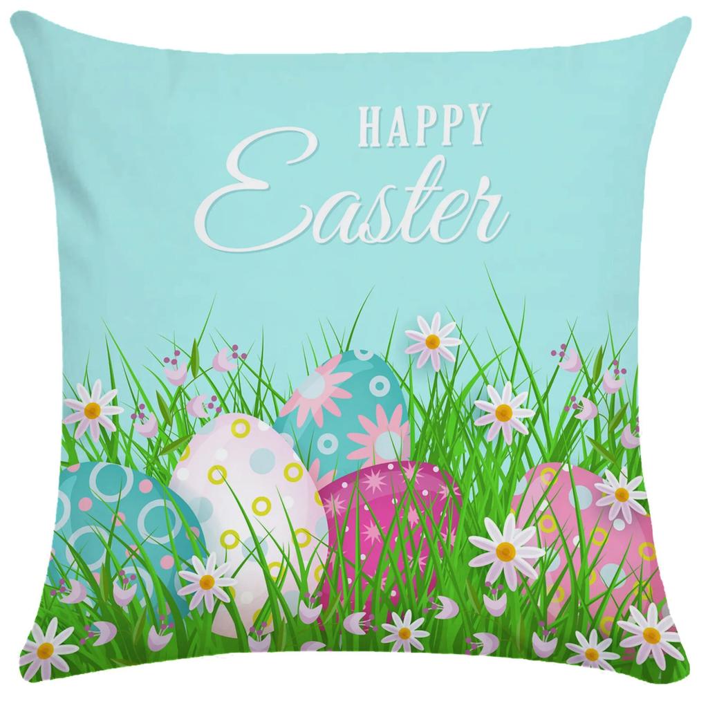 Home Decoration Easter Pillowcase Cute Rabbit Egg Print Pillowcase Living Room Sofa Cushion Cover Bedroom Room Decoration