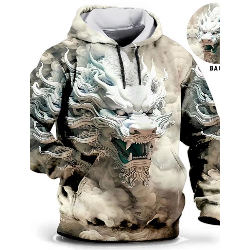 Graphic Lion Men's Fashion 3D Print Hoodie Streetwear Hoodies Long Sleeve Hooded Print Front Pocket Spring Hoodie Sweatshirt