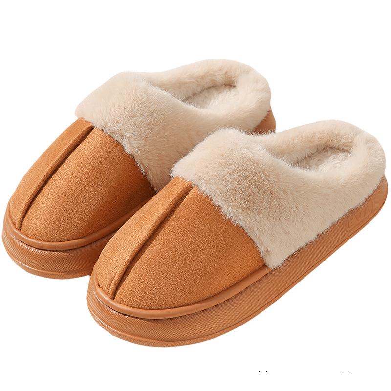 Papuci de bumbac pentru femei, toamnă și iarnă de interior pentru casă, papuci de pluș cu talpă groasă, calzi și antiderapanți