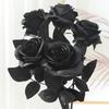 48cm Rose Schwarz Seidenstrauß Pfingstrose Kunstblume für Muttertag Knospe Braut Hochzeitsdeko Heimdekoration Kunstblume