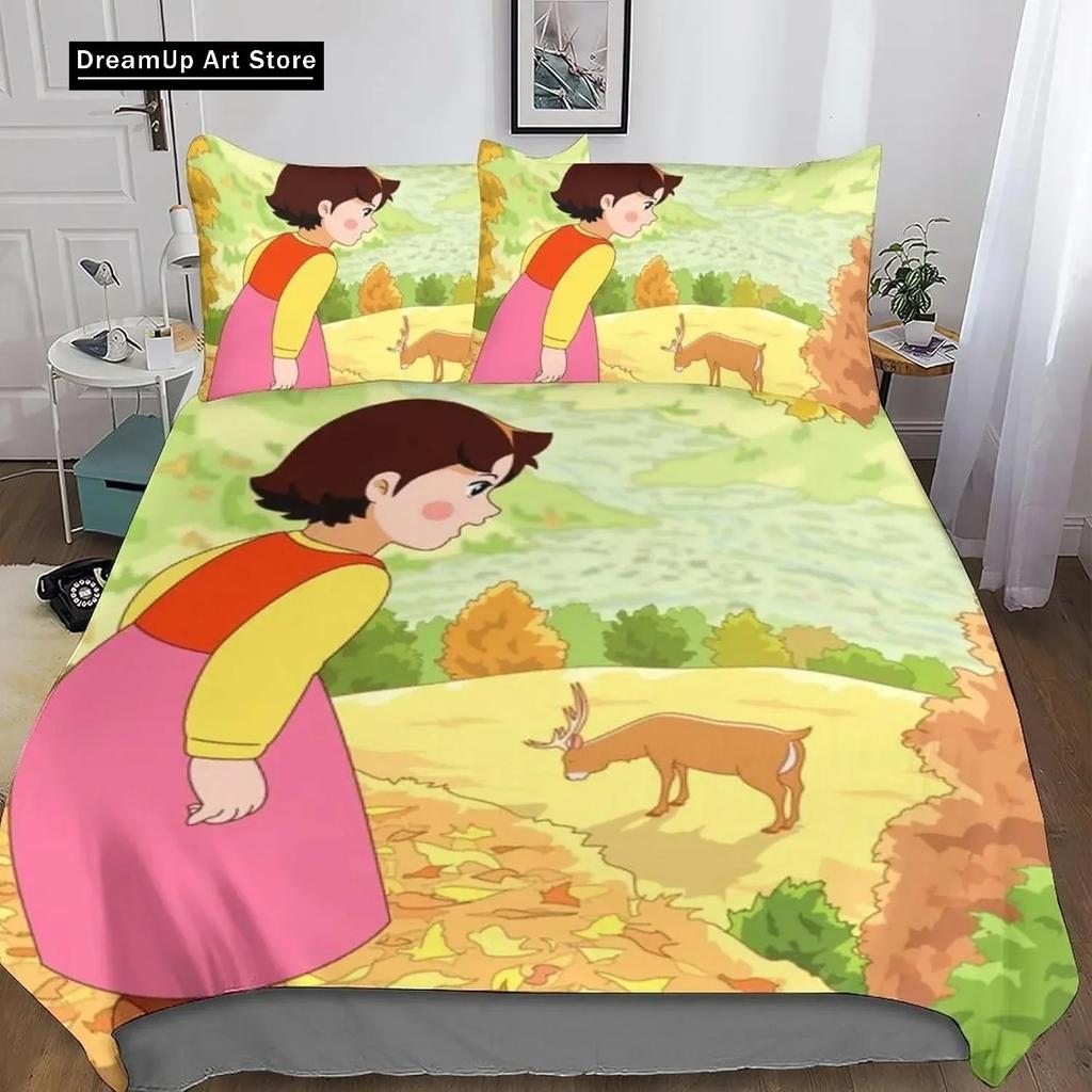 3D Print Anime Heidi, Girl of the Alps Bedding Set Single Twin Full Queen King Size Bed Set Adult Kid Bedroom Duvet cover Sets