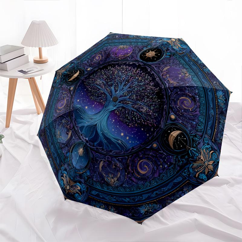 

Colorful Tree pattern, automatic folding umbrella, portable and foldable design, 8 ribs, a Christmas or birthday gift.
