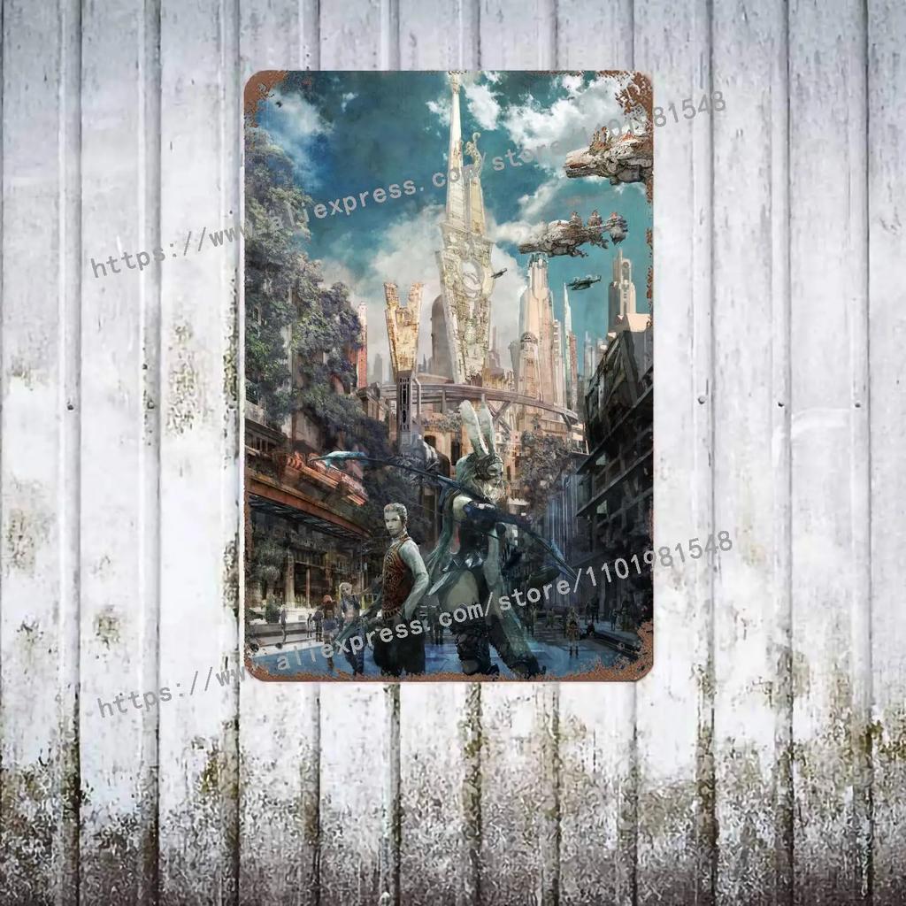 Yoshitaka Amano Final Fantasy VIIs Poster Vintage Blech Metallschild Dekorative Plakette für Pub Bar Man Cave Club Wanddekoration
