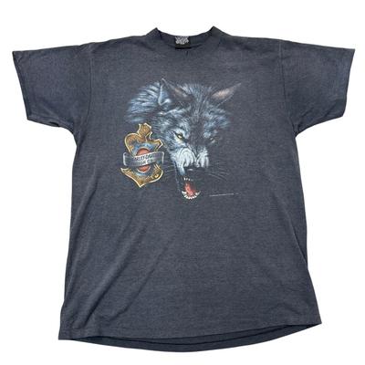Vintage Harley Davidson T-shirt 1992 3D Emblem Fort Worth Grey Mens