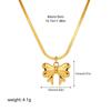 Dainty Bowknot Pendant Necklace for Women Stainless Steel 18k Gold Plated Falt Snake Chain Choker Bow Necklaces Vintage Zircon