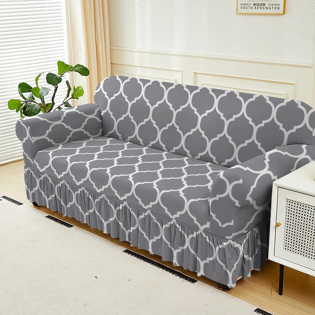 Universal All-Inclusive Elastic Sofa Cover, Four-Season Universal Sofa Cover, Nordic Style Internet Celebrity Skirt Sofa Protection