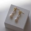 Natural Freshwater Pearl 925 Silver Note 14k Gold Stud Earrings Temperament Women's Earrings Earrings French Romantic Knot Series
