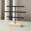 Fashion 52 Holes Earrings Display Stand Iron Necklace Bracelet Anklet Stud Earring Jewelry Storage Rack Holder With Wooden Base