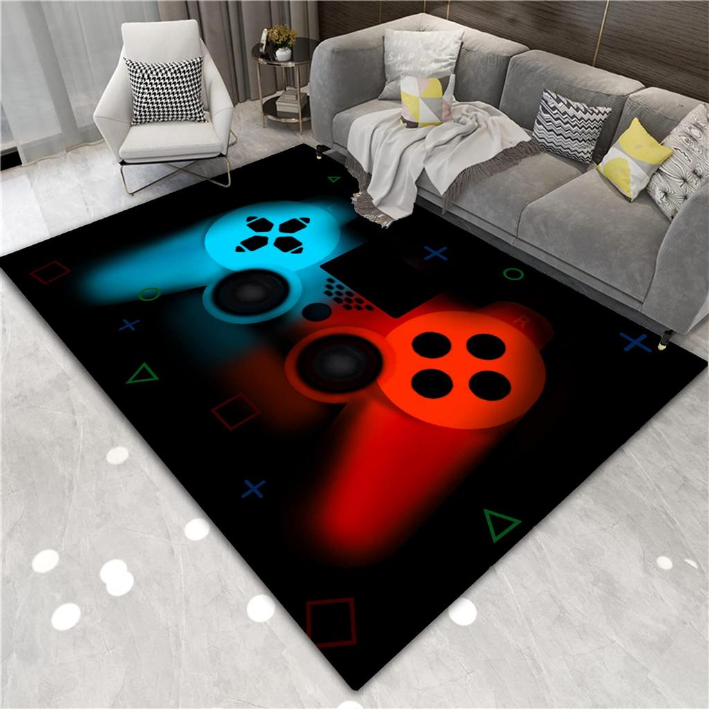 Video Game Carpet Cartoon Gamepad Area Rugs Gamer Controller Floor Mat Non-Slip Home Bedroom Teens Playing Room Decor Doormat