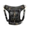 Womens Punk PU Shoulder Bag With Rivets Chain Detail Tactical Waist Pack Halloween Outdoor Riding Daily Wear
