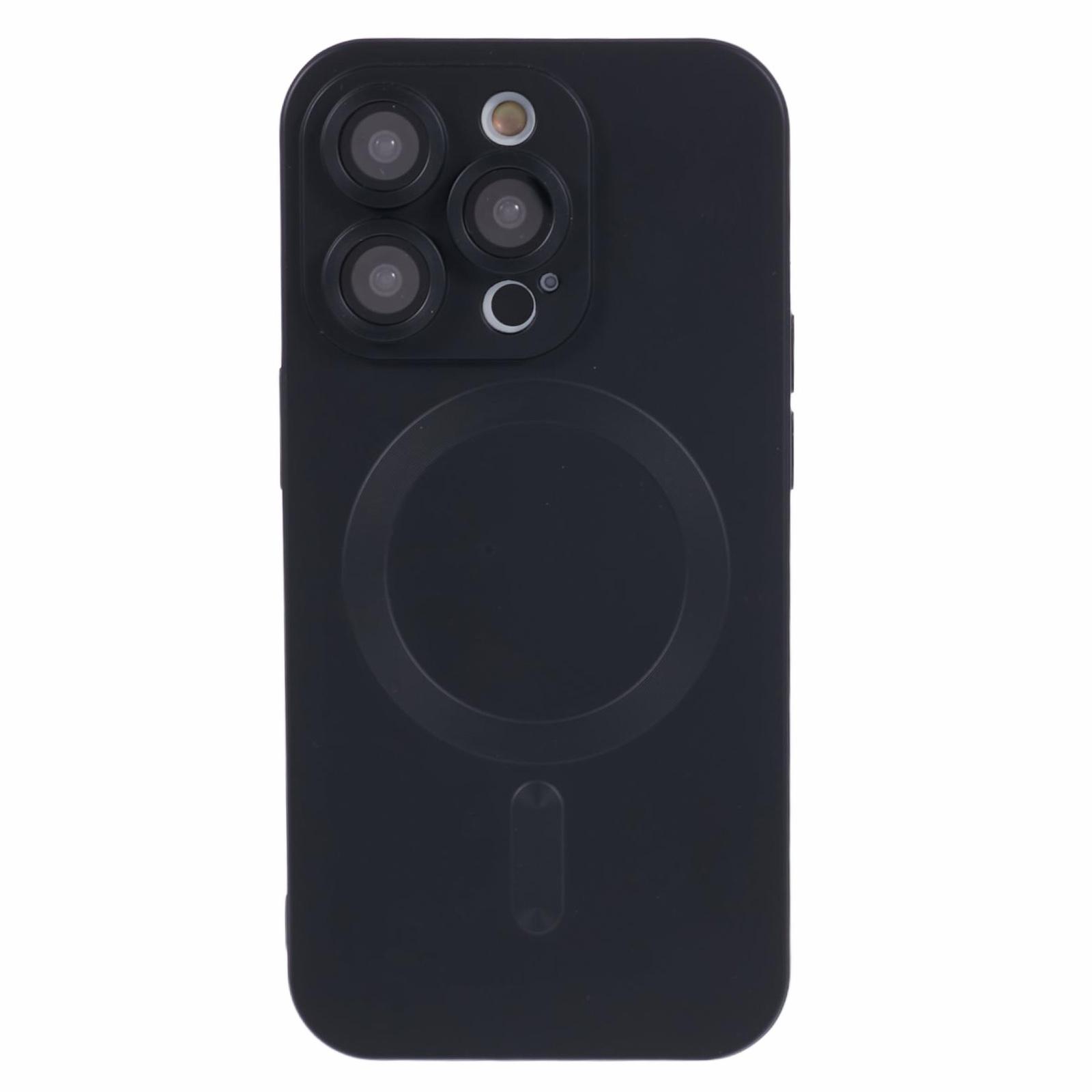 

For iPhone 15 Pro Max TPU Case Compatible with MagSafe Rubberized Phone Cover with Lens Film Black