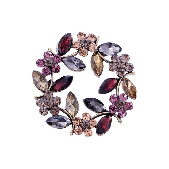 Rhinestone Wreath Brooch Artificial Gemstones Swan Lapel Pin Retro Elegant Brooch Pin for Women Coat Shirt Dress