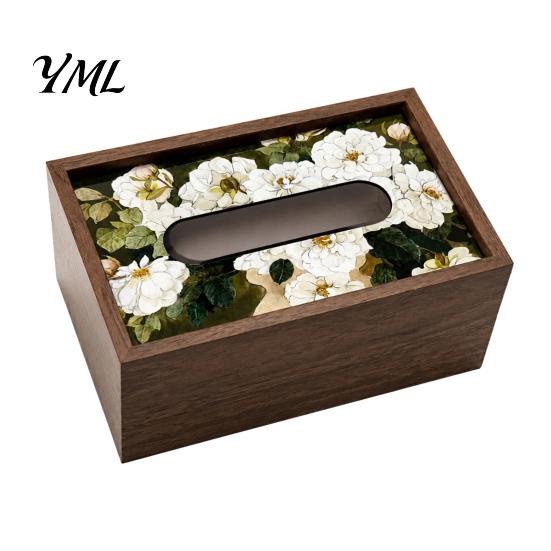 Decorative Wood Box Wooden Tissue Cover, Rectangular Paper Towel Dispenser, Napkin Storage Convenient Holder Organizer for Office Desk Home