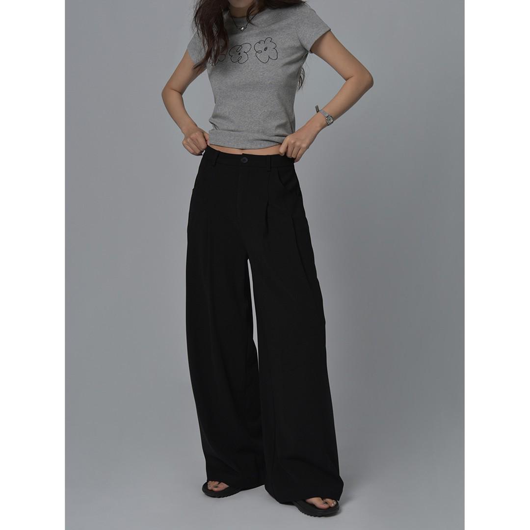 

SIXI Four Joys Relaxing Black Drape Casual Wide-Leg Trousers Small чёрный