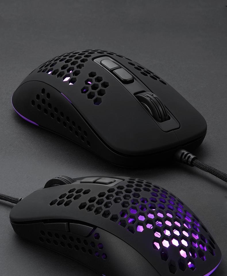 Xinmeng Lightweight 383-Hole Wired USB Gaming Mouse with Programmable Macros