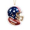 Football Theme 2D Acrylic Flat Christmas Hanging Ornament Set for Holiday Tree Decor