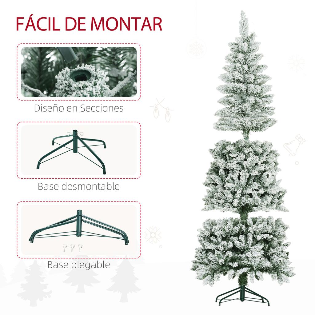 Snowy Artificial Christmas Tree 183cm with 479 Branches and Metal Stand, Green Christmas Tree for Indoor Living Room