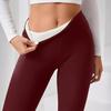 Women Winter Leggings High Waist Solid Color Thickened Plush Lining Bottom Pants Slim Butt Lifting Yoga Pants
