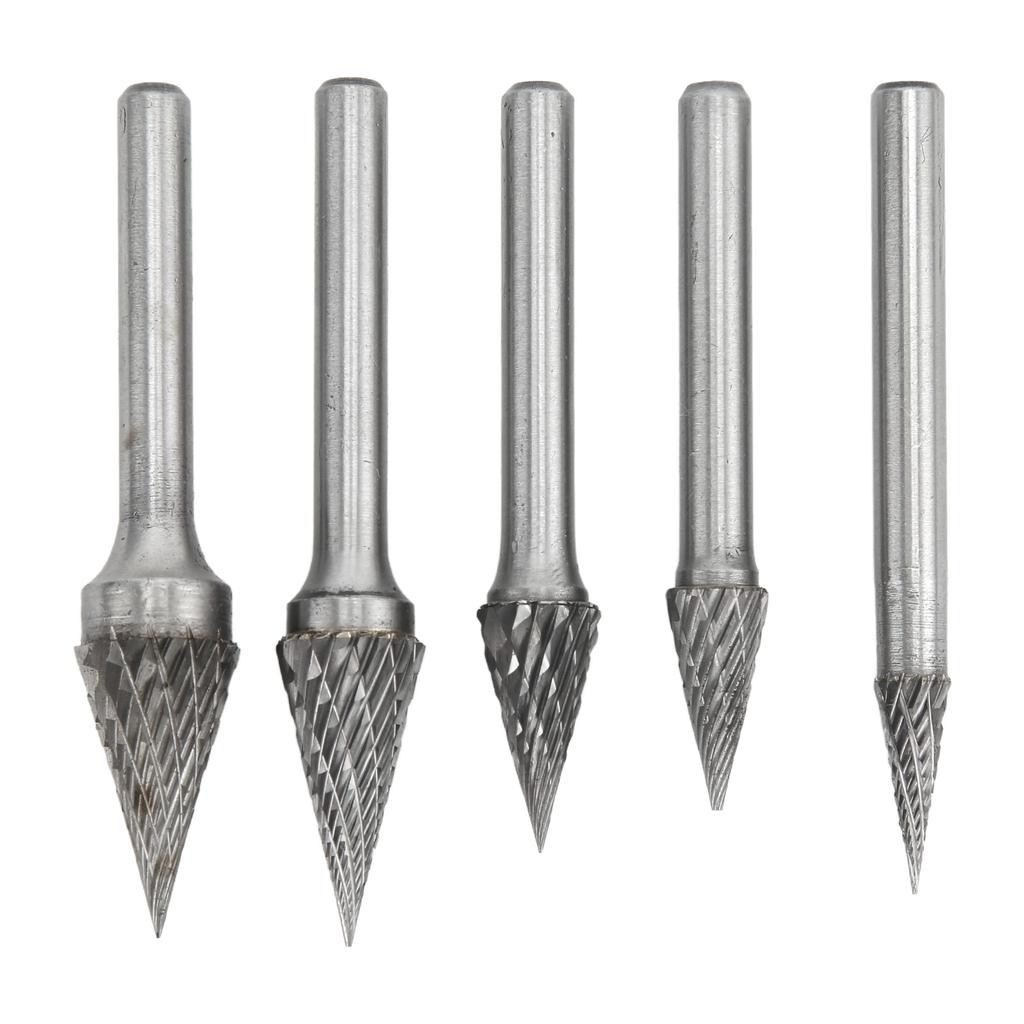 5 Pcs Carbide Burr Double Cut   Files with 6mmCelsius0.24in Shank for Engraving Polishing Drilling