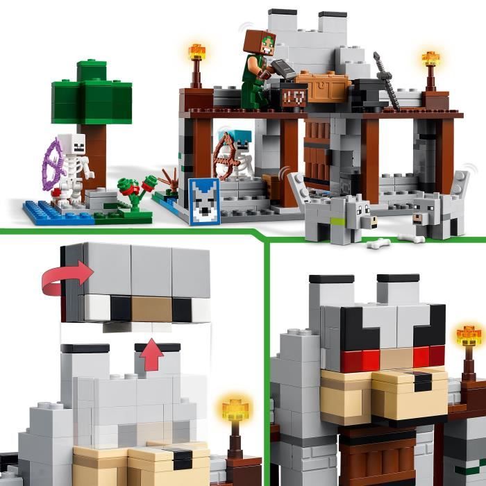 Lego® minecraft® 21261 la forteresse du loup - jeu d’exploration sur le thème du squelette