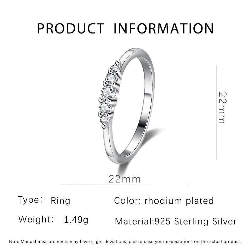 S925 Silver Five-Star Diamond Women s Ring with Fine Workmanship Size 5