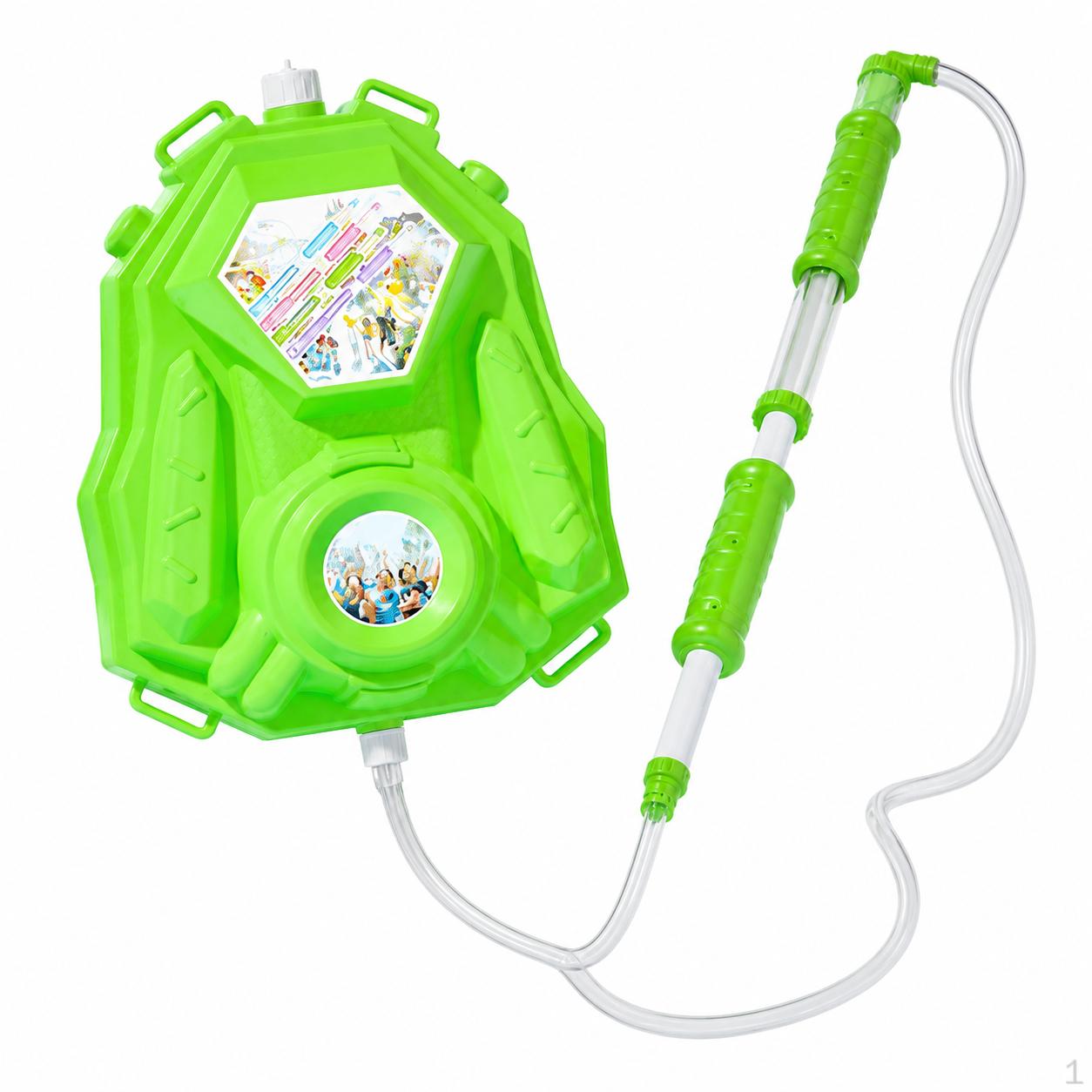 Water Gun with Backpack, Large Spray 8L Tank, Kids Pump Action Metal Barrel зелёный